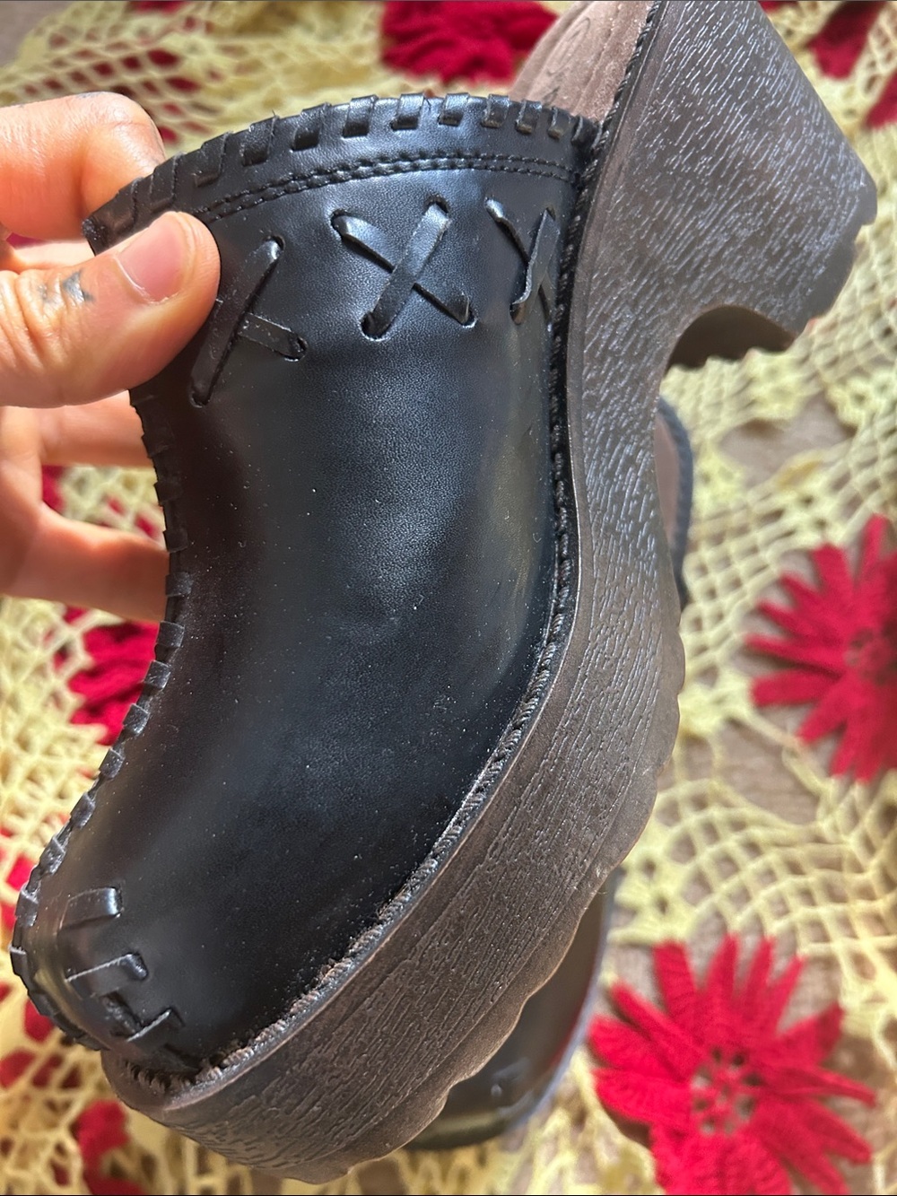 Request Black Platform Clog Mules Size 7 Y2K Grunge Chunky Heels
